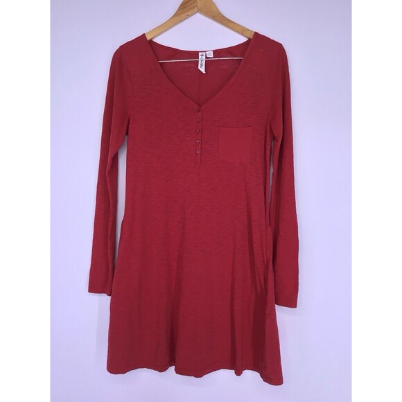 Others Follow Long Sleeve Dress With Pockets Women’s Size Small Red - Picture 1 of 7